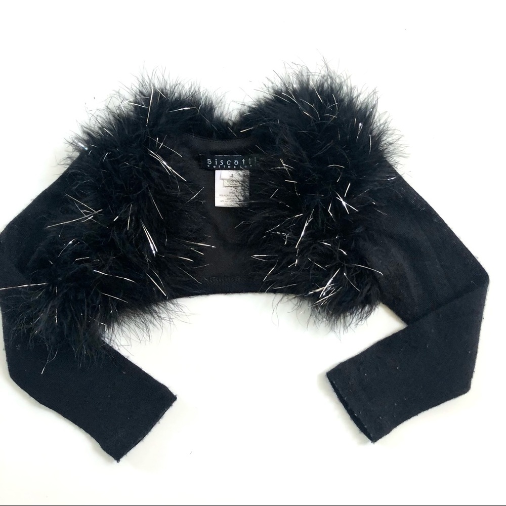 Biscotti Black Maribou Fancy Shrug 4